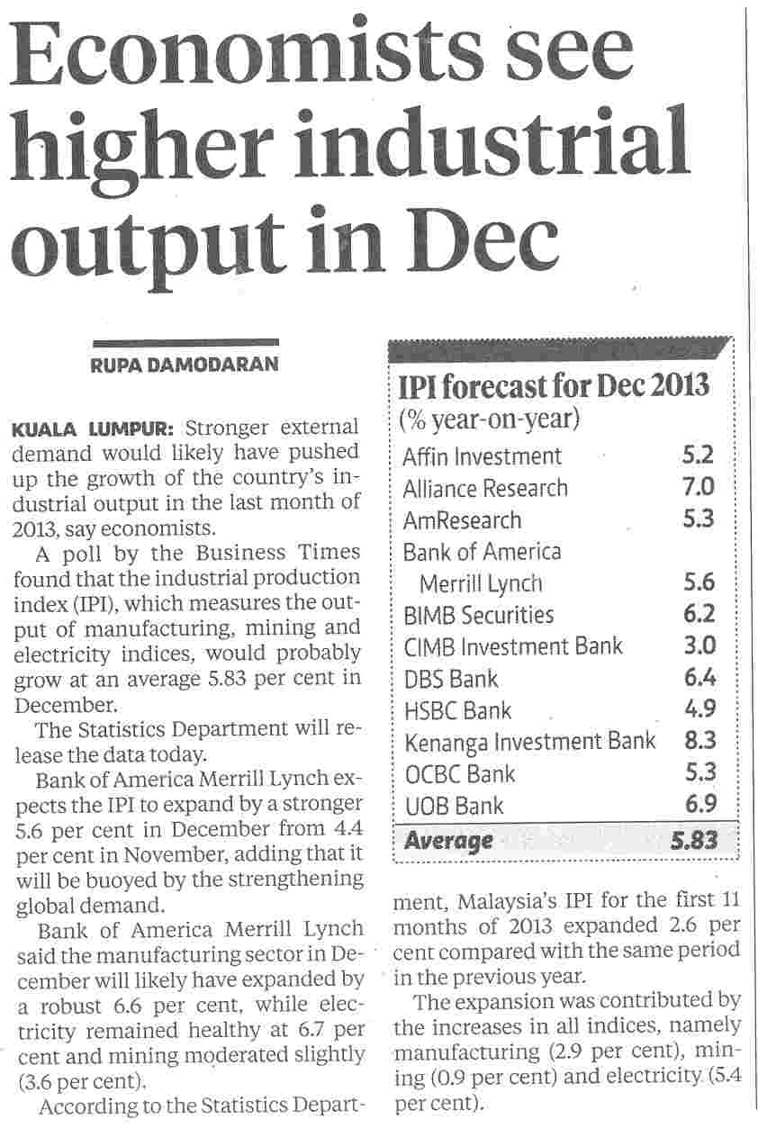 Economistsseehigherindustrialoutput